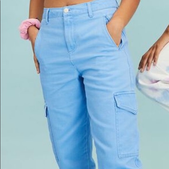 Blue High-Rise Cargo Jeans - Picture 3 of 5